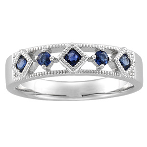 14K White Gold Bridal Anniversary Band Genuine Sapphire Ring Size: 7 anniversary gifts