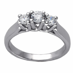 14K White Gold 3 Stone Diamond Bridal Anniversary Ring Ring Size: 6