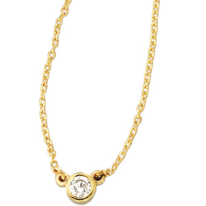 14K Yellow Gold Diamond Solitaire Necklace