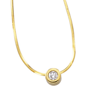 14K Yellow Gold Diamond Solitaire Necklace