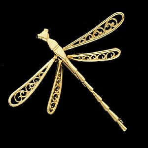 14K Yellow Gold Dragonfly Brooch