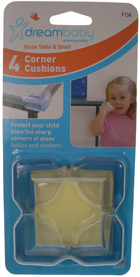 Corner Tables - Tee-Zed F134 Glass Table And Shelf Corner Cushions 4 Pk