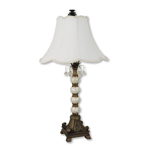 00ore8167 31 Inch Table Lamp With Pearly Base - Antique Gold