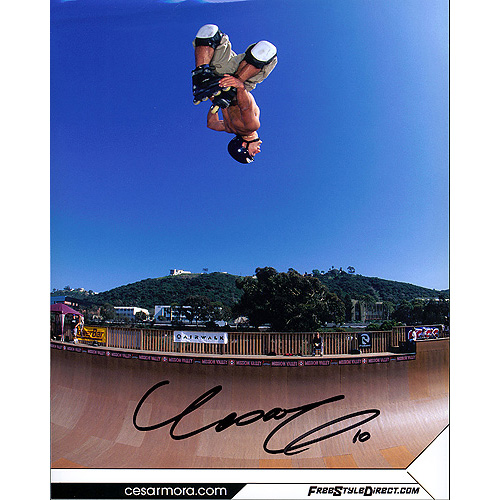 Action Sports - Steiner Sports MORAPHS000003 Cesar Mora Autographed Upside Down Action 8x10 Photograph