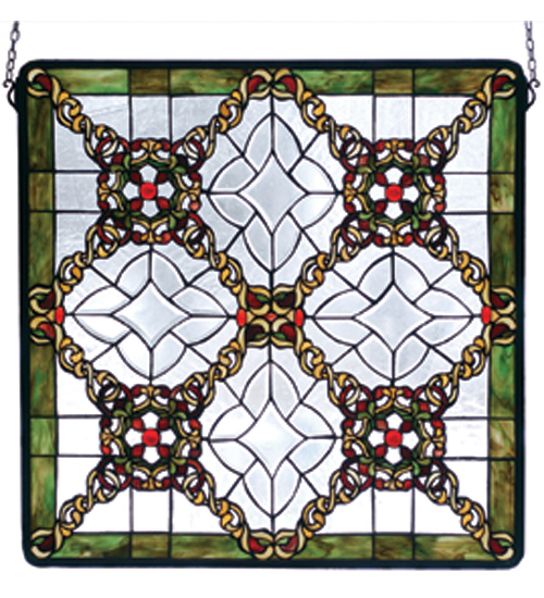 Tiffany Glass Decorating Idea Meyda 77721 25W X 25H Beveled Newcastle Crest Window