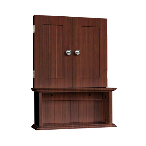 Bathroom Shelf - Elite Home Fashions 6247 Chesterfield 3-way Mirror With Open Shelf- Espresso
