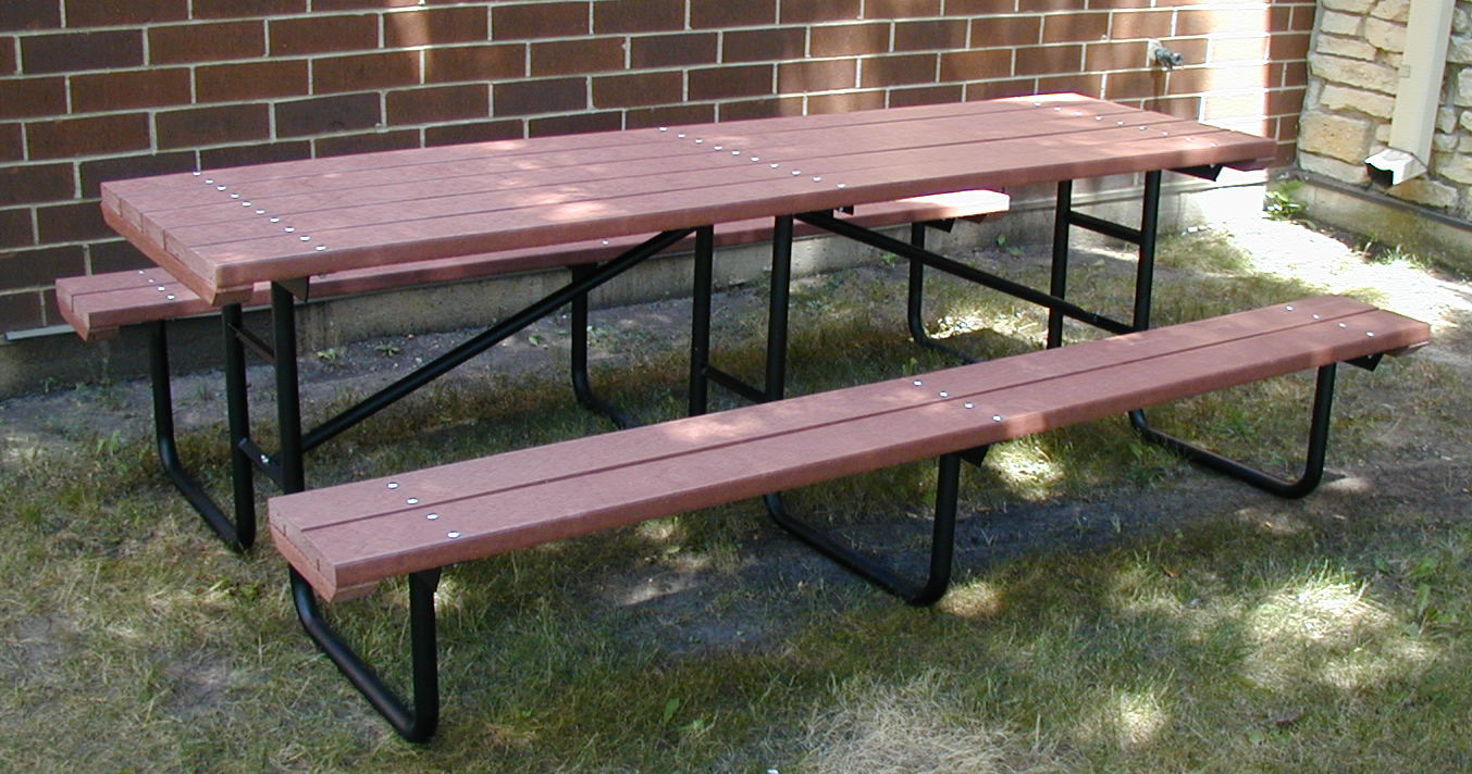 Spt8 3 8 Ft Bench And Table With Steel Legs In Redwood
