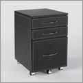 ItalModern 27811 Ledah Leather High File Cabinet- Black-Chrome
