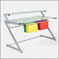 Small Desks - Euro Style 27400 Z Deluxe Desk Small Desk With Shelf