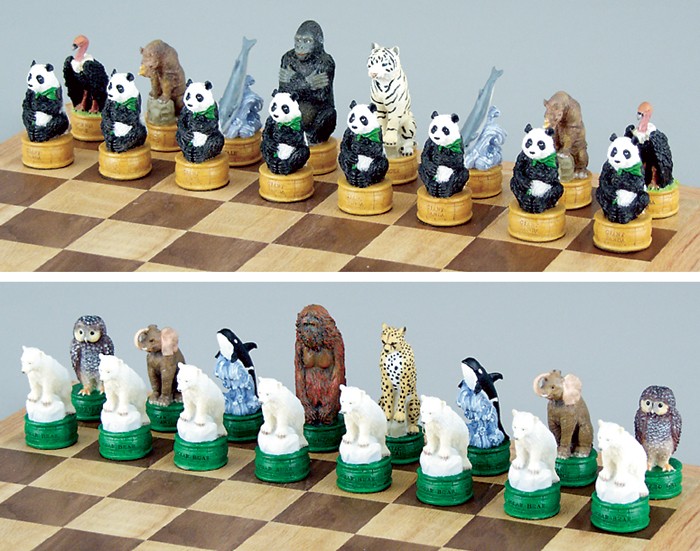 Fame 5446 endangered species chess set, king 3.25 Inch With 301B Board Included