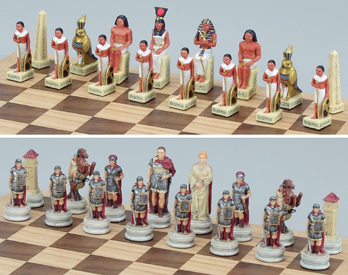 Chess - Fame 5128 Egyptian And Roman Chess Set King 3.25 Inch With 301B Board Included