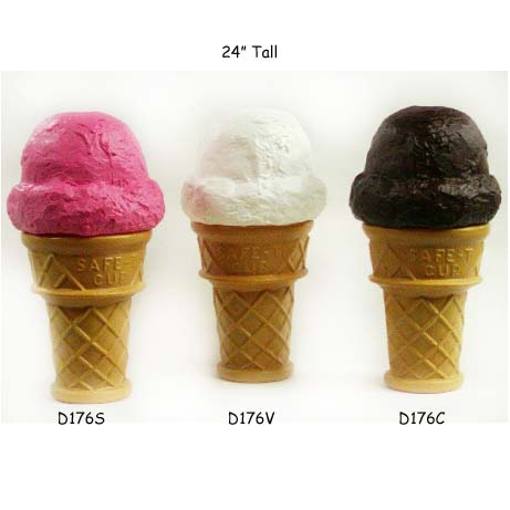D176s 24 H Giant Scoop Ice Cream Cone Coin Bank - Strawberry