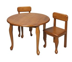 Giftmark 3000H Childrens Round Solid Wood Queen Anne Table  Chair Set Honey