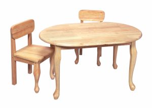 Giftmark 3002N Childrens Oval Solid Wood Queen Anne Table  2 Chair Set Natural