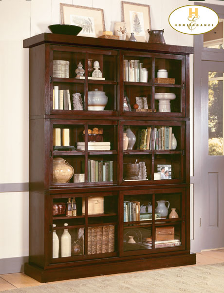 Wall Bookcases - Home Elegance 452 Cherry Style Wall Bookcase Center