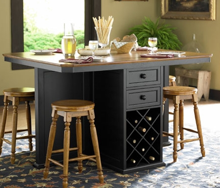 Kitchen Tables - Home Elegance 5308BK-36 BLACK KITCHEN ISLAND / COUNTER HGHT TABLE
