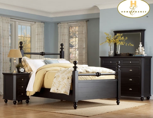 Home Elegance 889BK-1 4 PCS 4 PCS BLK (Q. BED, 1... by Home Elegance