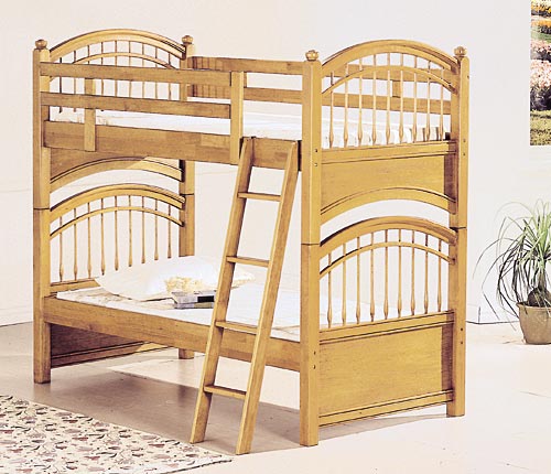 Wood Beds - Home Elegance B04N Natural Wood Bunk Bed