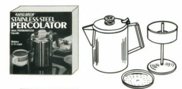 TOPS MFG. CO 409, 2-9 CUP STAINLESS STEEL PERCOLATOR