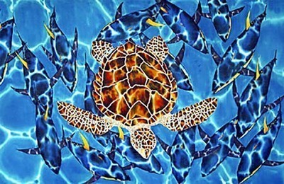 Island Girl Publishing 510OUTDOOR Hawksbill Turtle - 28 x 18 Inch Weatherproof Limited Edition Giclee Print by Daniel Jean-Baptiste