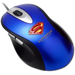 Superman 1 - BUSlink SUPERMAN SP-7000 Optical Mouse Cable Optical Mouse 4 X Button 1 X Scroll Wheel USB SP-7000-BL