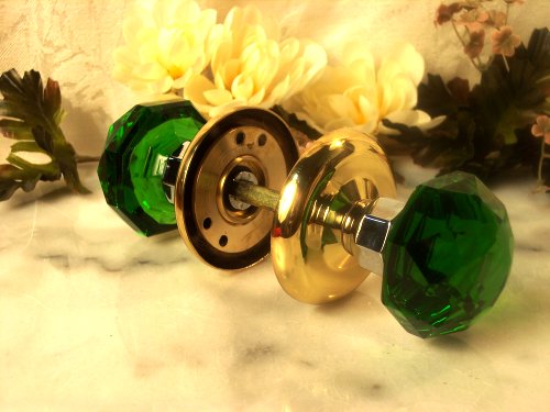 Solid Crystal Door Knobs - Emerald Green