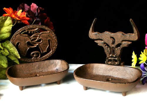Soap Dish - Cast Iron Rust Western Soap Dish Set Of 2
