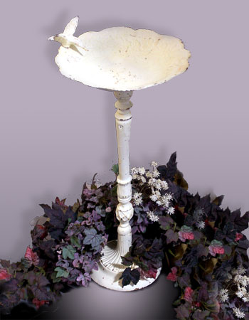 Bird Bath White Cast Iron 23 High