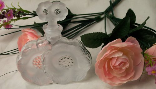 Perfume Bottle Twin Flower Frosted Glass