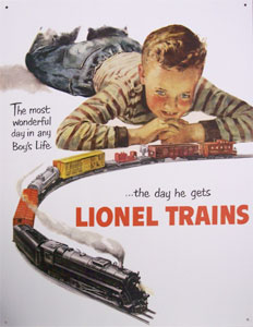 Tin Sign Lionel Train Boy