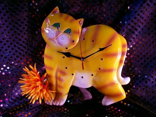 Whimsical Tabby Cat Clock