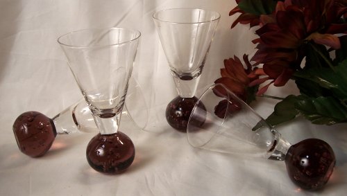 Crystal Glass Martini/Brandi Set of 4 - Amethyst