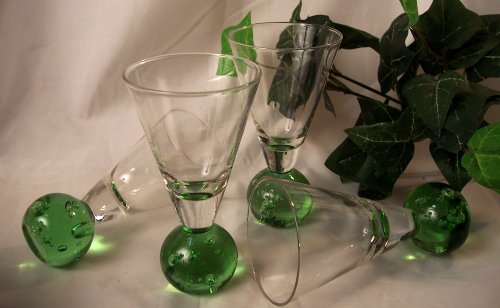 Crystal Glass Martini/Brandi Set of 4 - Green