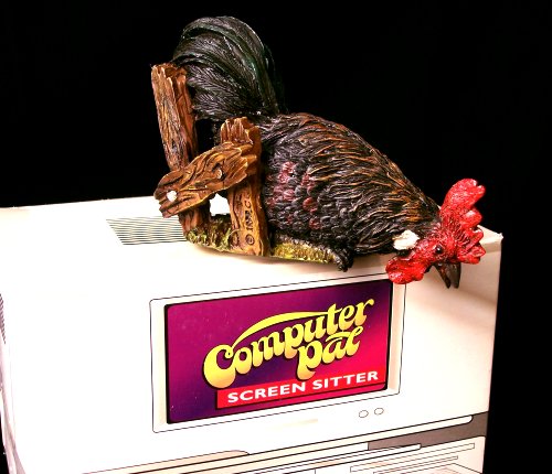 Rooster Computer Sitter - with Wood Fence