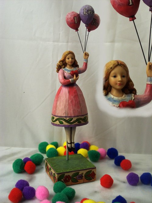 020-4007237 11" Jim Shore Girl With Balloons