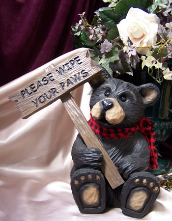 Bear Northwood with Sign Please Wipe Your Paws by IWDSC
