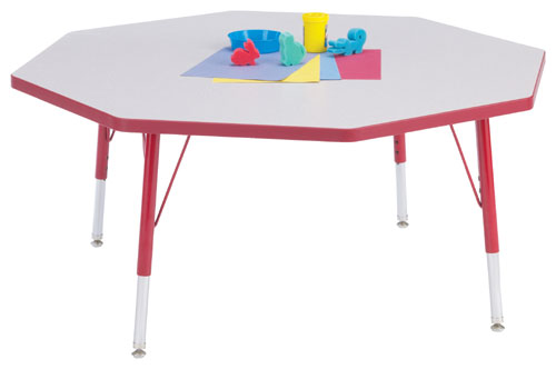 6428jca003 Kydz Activity Table - Octagon - 48 Inch X 48 Inch 24 Inch - 31 Inch Ht - Gray/blue