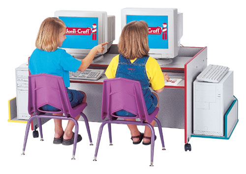 Jonti-Craft 3495JC007 THRIFTY KYDZ COMPUTER DESK - DOUBLE - YELLOW