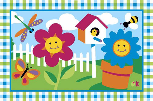 La Rug Olk-001 3958 Olive Kids Collection - Happy Flowers Rug - 39 X 58 Inch