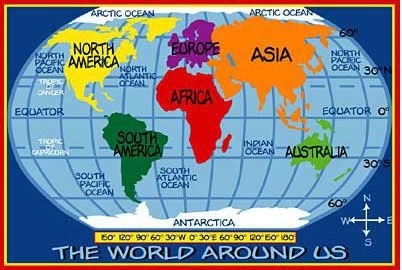 LA Rug TSC161 5376 Supreme Collection Kids World Map Rug 5 Ft 3 In x 7 Ft 6 In