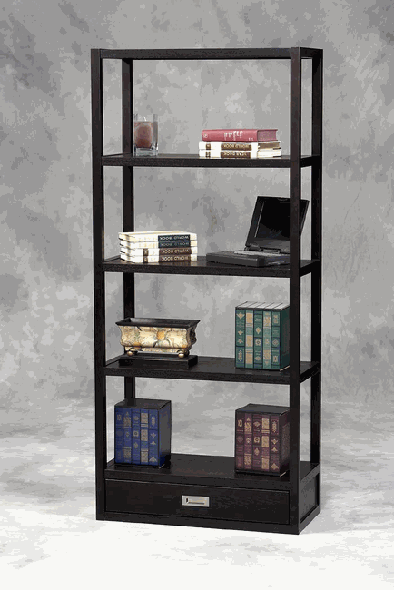 Black Bookcase - Linon 81020C70-01-KD-U Alden Black Ash Bookcase - Black Ash