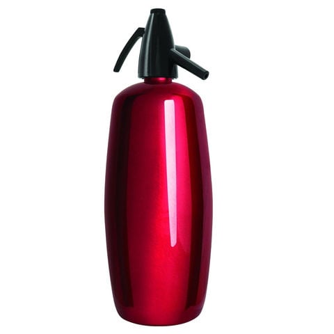 3445 2 Quart Stainless Steel Red Soda Siphon
