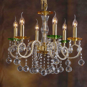 Lumax 021522G 6L Gold Egyptian Empire Color Crystals Chandelier