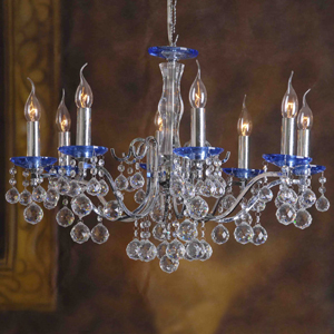 Lumax 0216R28C 8L Chrome Egyptian Empire Color Crystals Chandelier