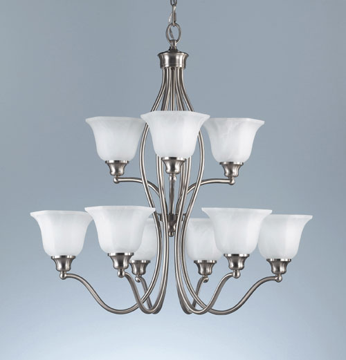 Dining Room Chandelier - Murray Feiss F2121/6+3BS Garrett Collection Brushed Steel Chandelier - Dining Room