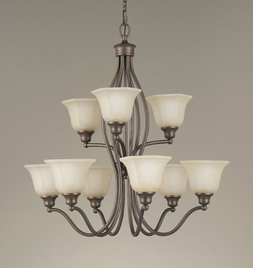 Dining Room Chandelier - Murray Feiss F2121/6+3CB Garrett Collection Corinthian Bronze Chandelier - Dining Room