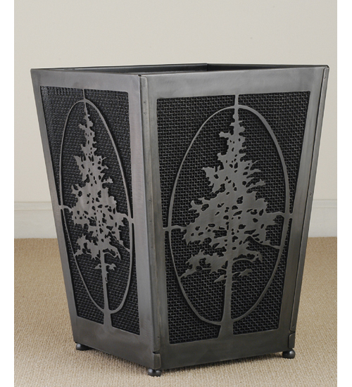Meyda Tiffany 65743 15 Inch H Spruce Tree Waste Basket Black