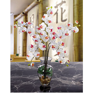 Nearly Natural 1051-I-PW Mini Phalaenopsis Liquid Illusion Silk Orchid Plant Pink White