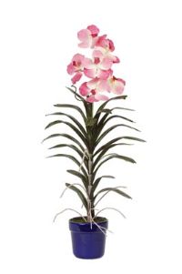 Nearly Natural 4301-MV Vanda with Blue Pot Silk Plant Mauve