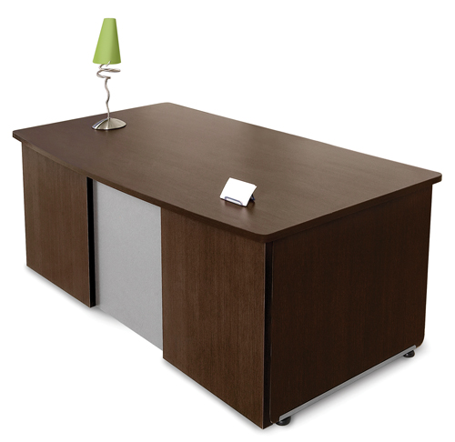 Executive Desk - OFM 55145-MAPLE And SILVER Milano Executive Desk 36 X 72 Inches - Maple And Silver